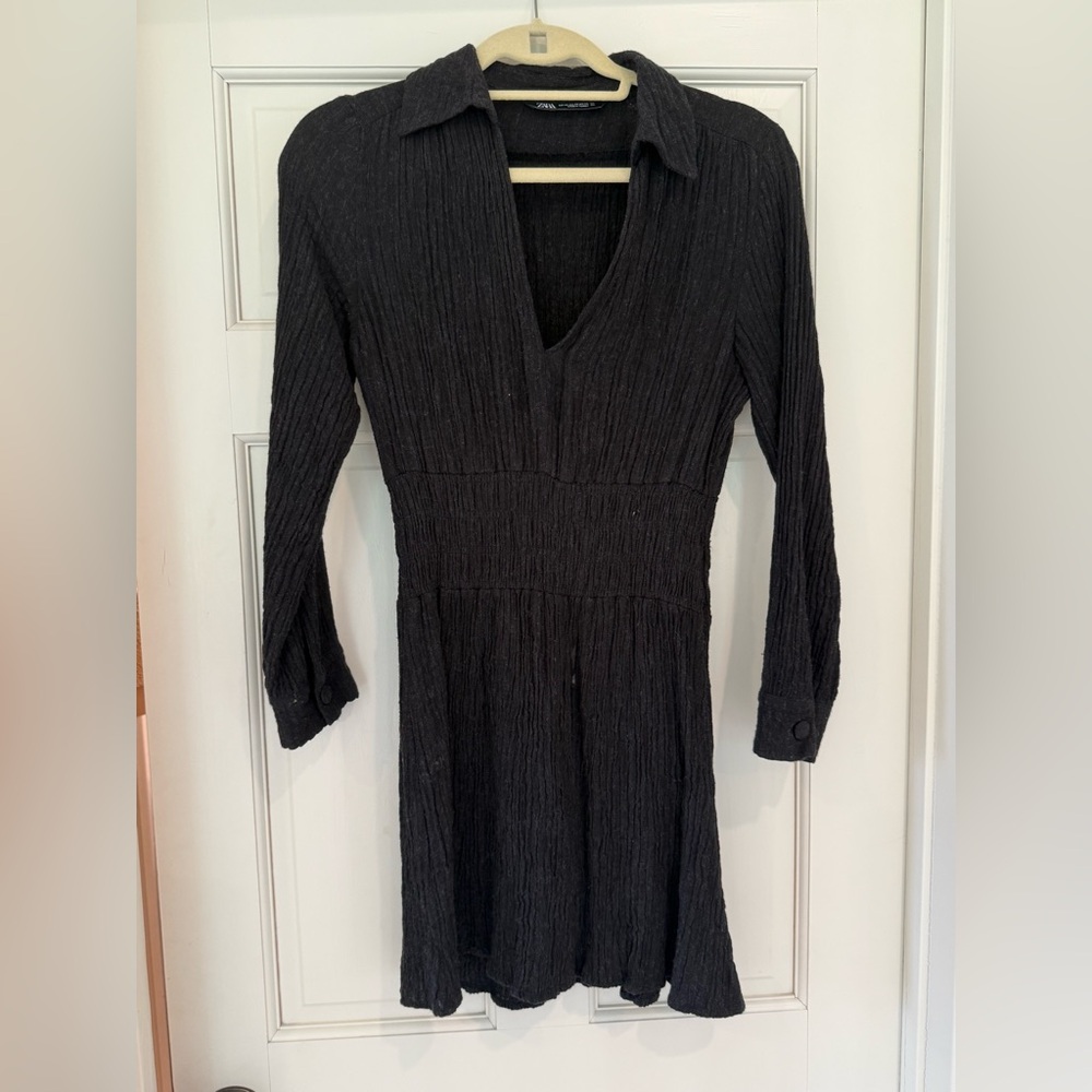 Elegant Black Ribbed sweater Dress